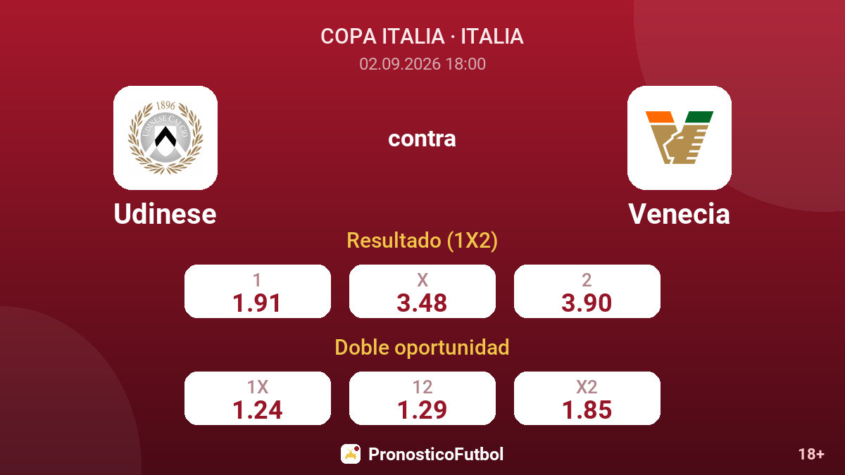 Udinese - Venecia — cuotas