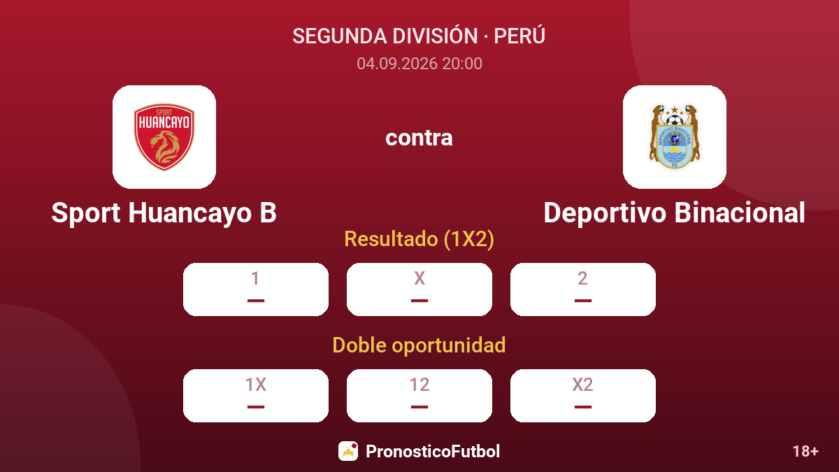 Sport Huancayo B - Deportivo Binacional — cuotas