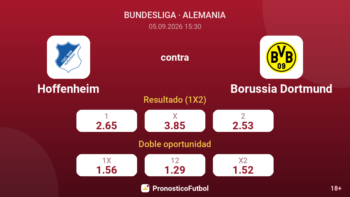 Hoffenheim - Borussia Dortmund — cuotas