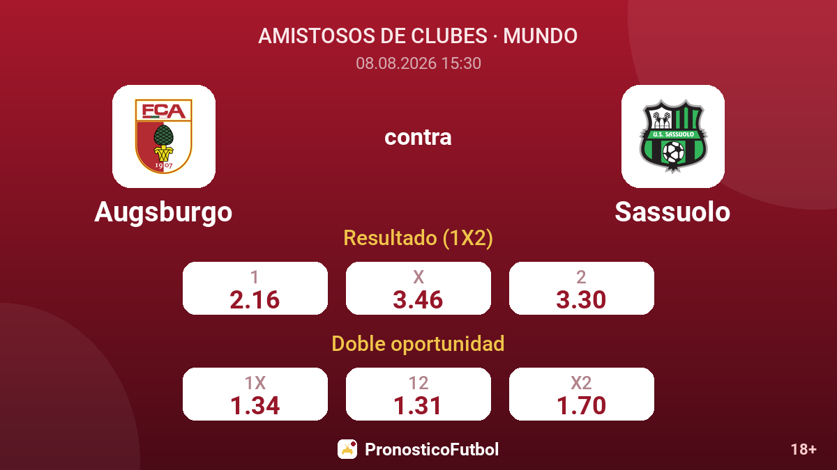 Augsburgo - Sassuolo — cuotas