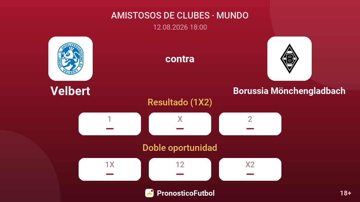 Velbert - Borussia Mönchengladbach — cuotas