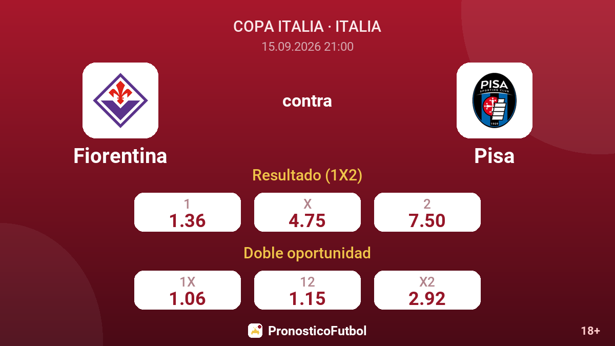 Fiorentina - Pisa — cuotas