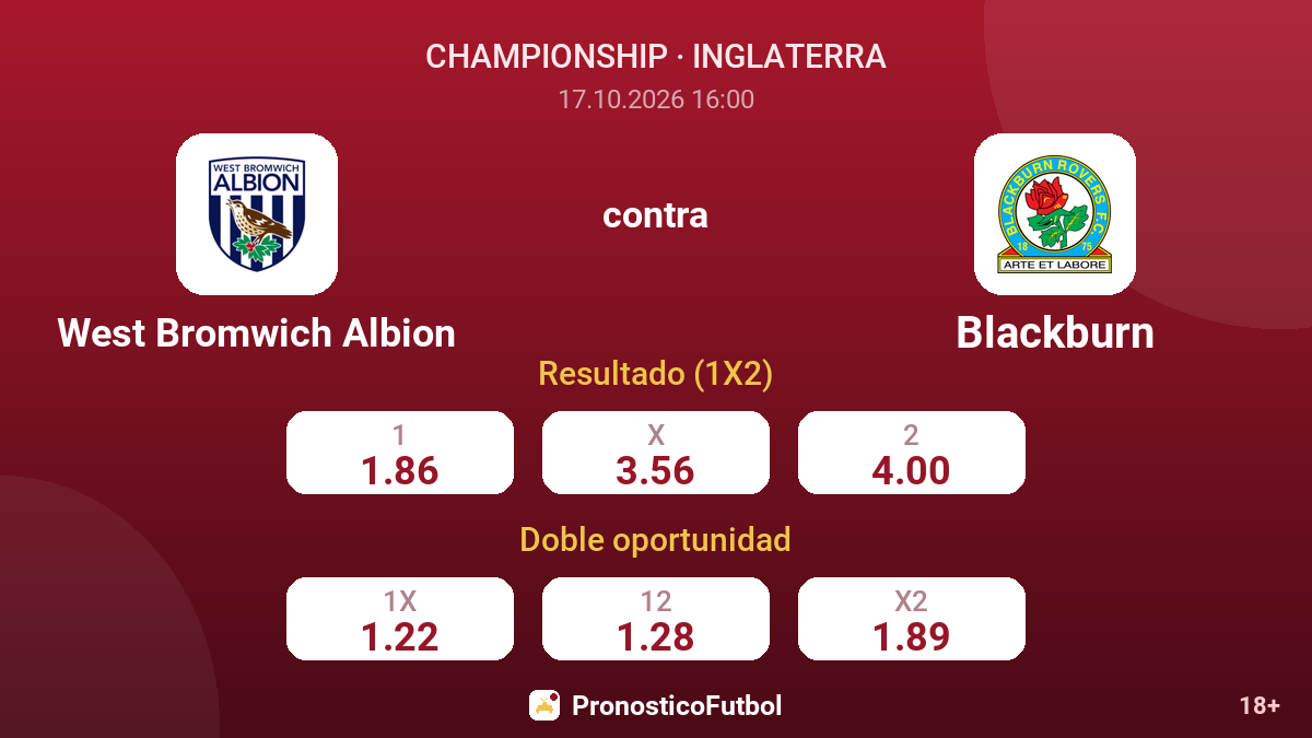 West Bromwich Albion - Blackburn — cuotas