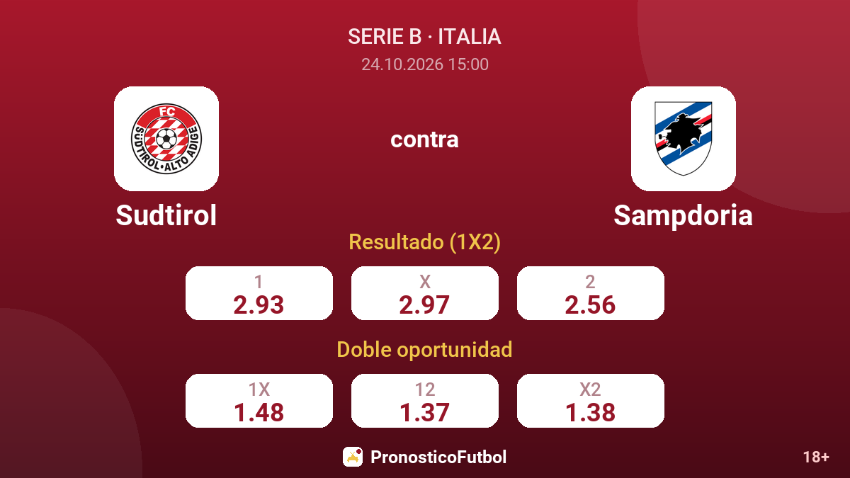 Sudtirol - Sampdoria — cuotas