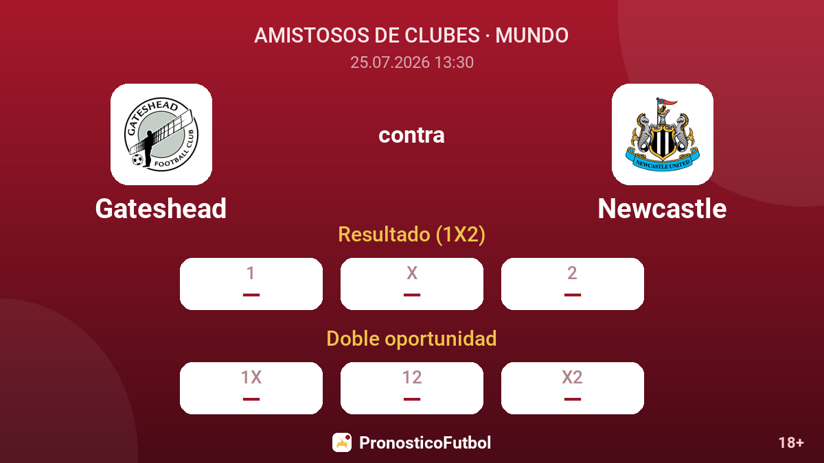 Gateshead contra Newcastle — cuotas