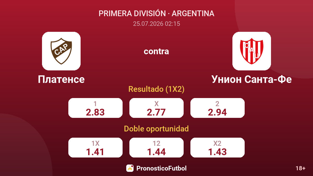 Platense contra Unión Santa Fe — cuotas