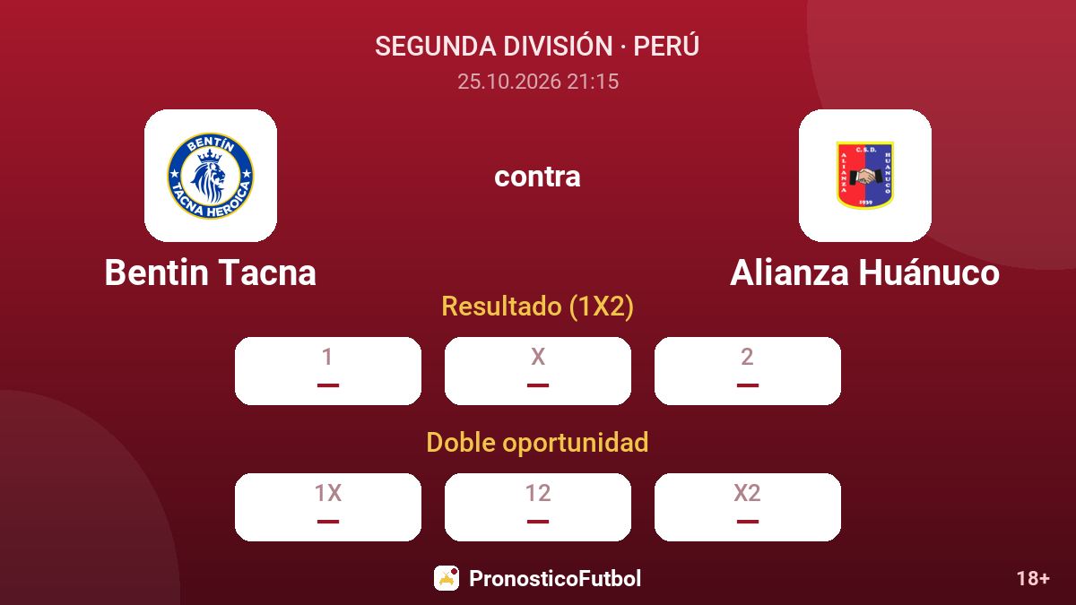 Bentin Tacna - Alianza Huánuco — cuotas