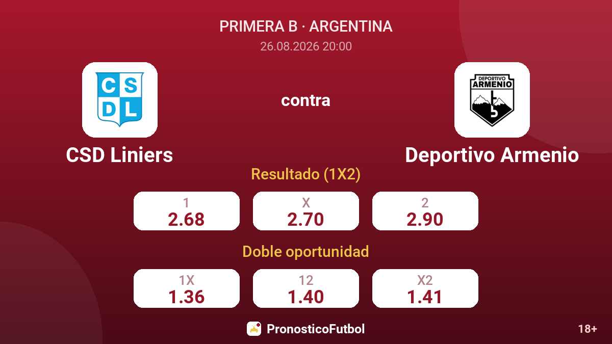 CSD Liniers - Deportivo Armenio — cuotas
