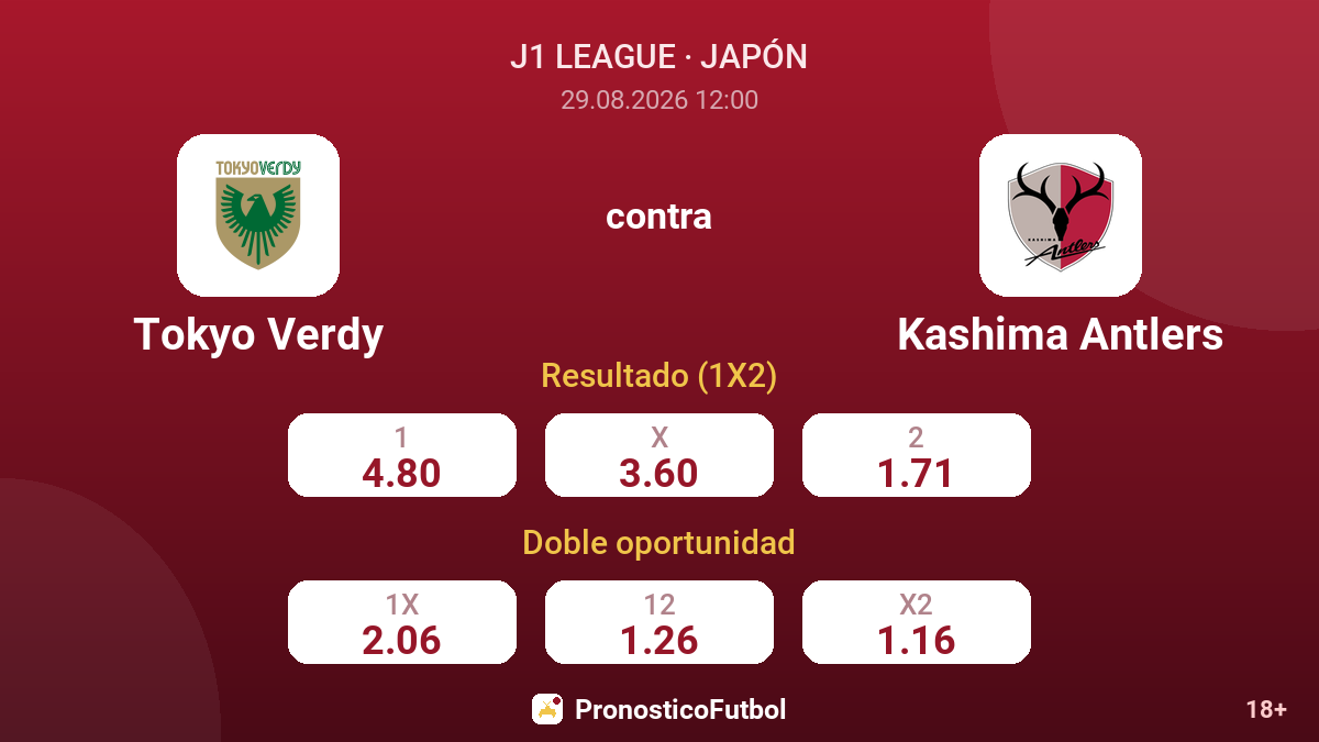 Tokyo Verdy - Kashima Antlers — cuotas
