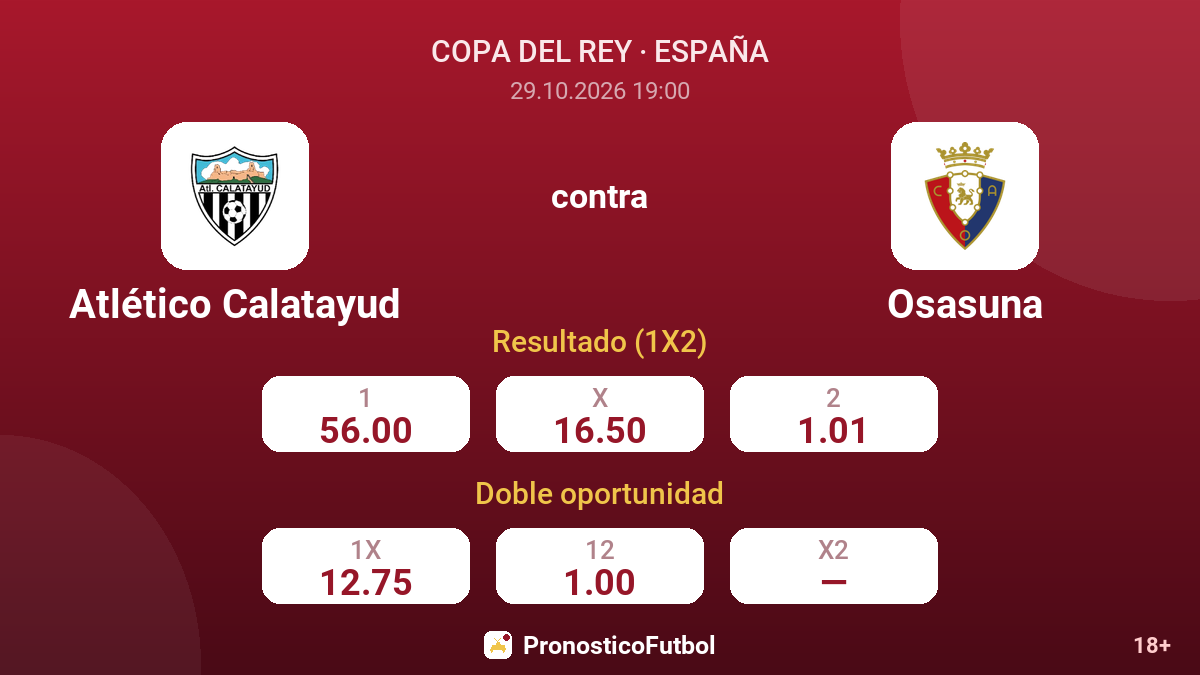 Atlético Calatayud - Osasuna — cuotas