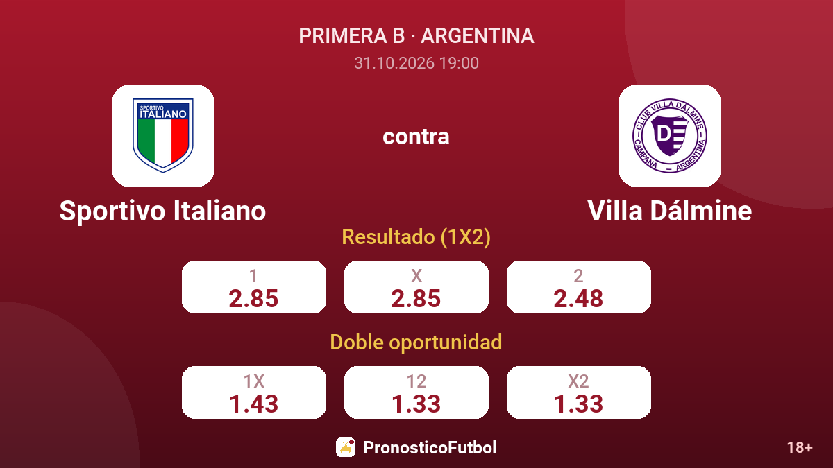 Sportivo Italiano - Villa Dálmine — cuotas
